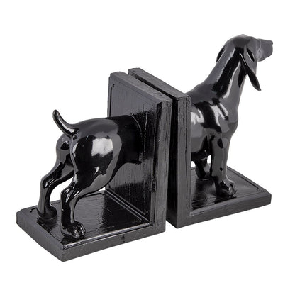 Boekensteunen set van 2 hond 25x9x15 cm zwart polyresin