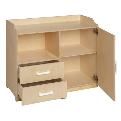 Poppencommode hout naturel wit