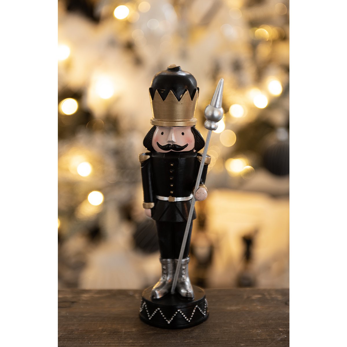 Notenkraker kerstdecoratie 17 cm zwart kunststof