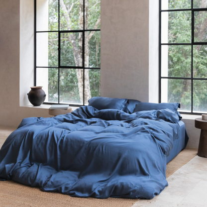 Dekbedovertrek TENCEL™ Lyocell twill donkerblauw