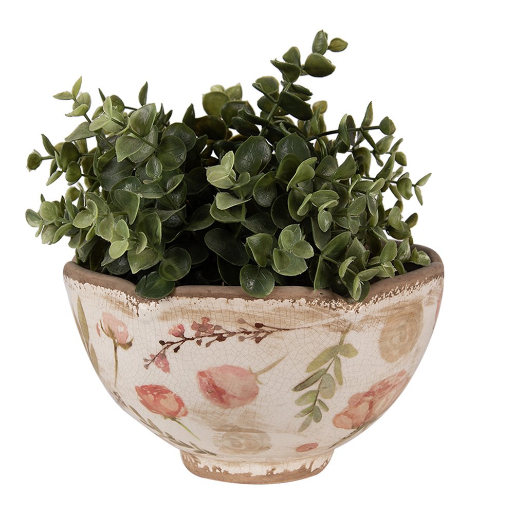 Bloempot Ø 21x12 cm beige roze keramiek