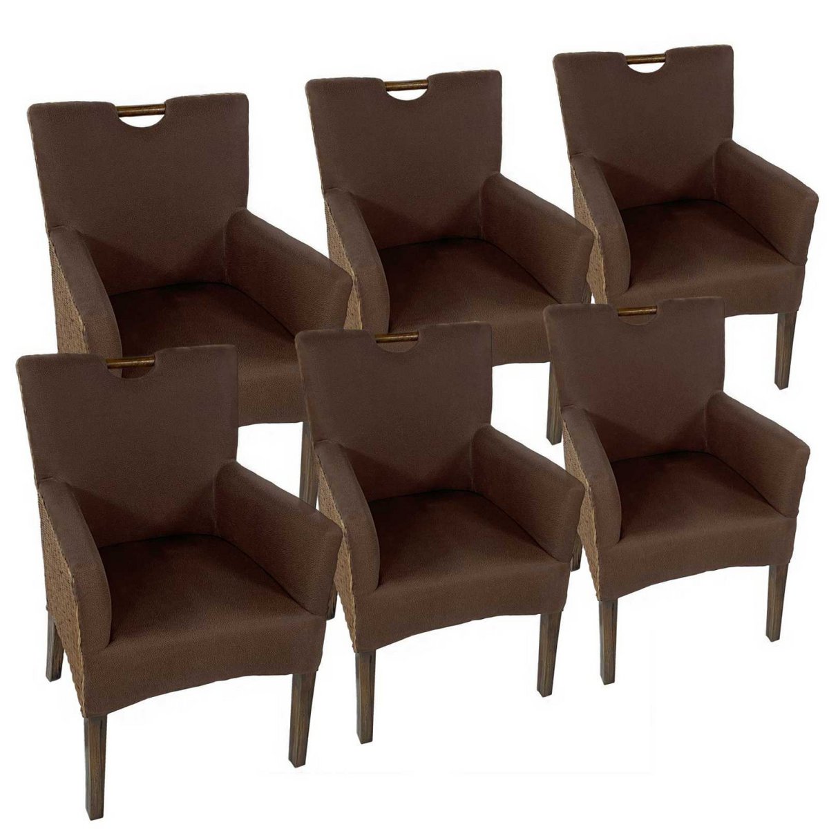 Eetkamerstoelen Set Van 6 Rattan Bilbao Armleuningstoelen