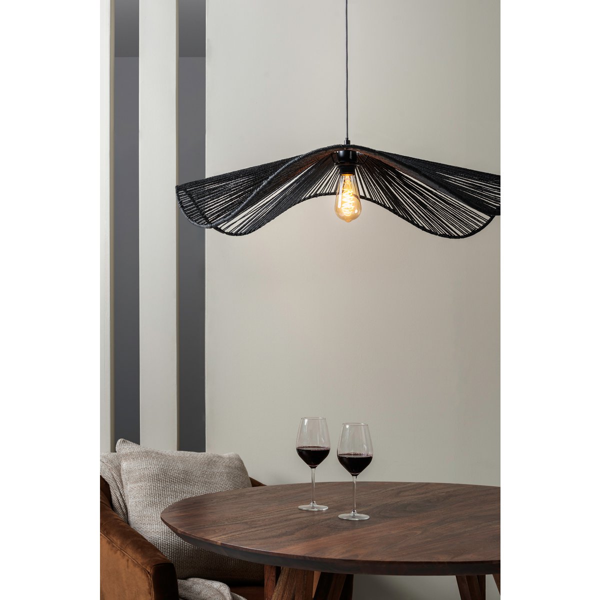 Hanglamp Sombra Groot 80x80x19 cm jute zwart
