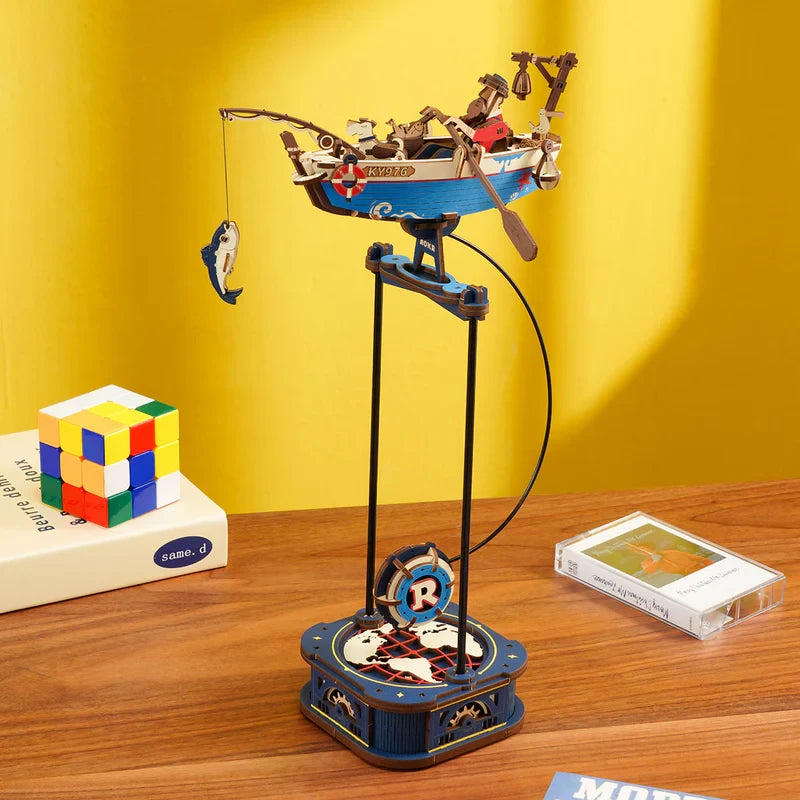 Robotime, 3D Houten Puzzel, Fisher DIY Pendulum, MCD02,18,5x17,5x33,5cm