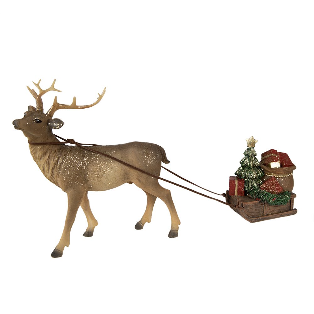 Deer Figurine 30x9x20 cm Brown Polyresin Christmas Decoration