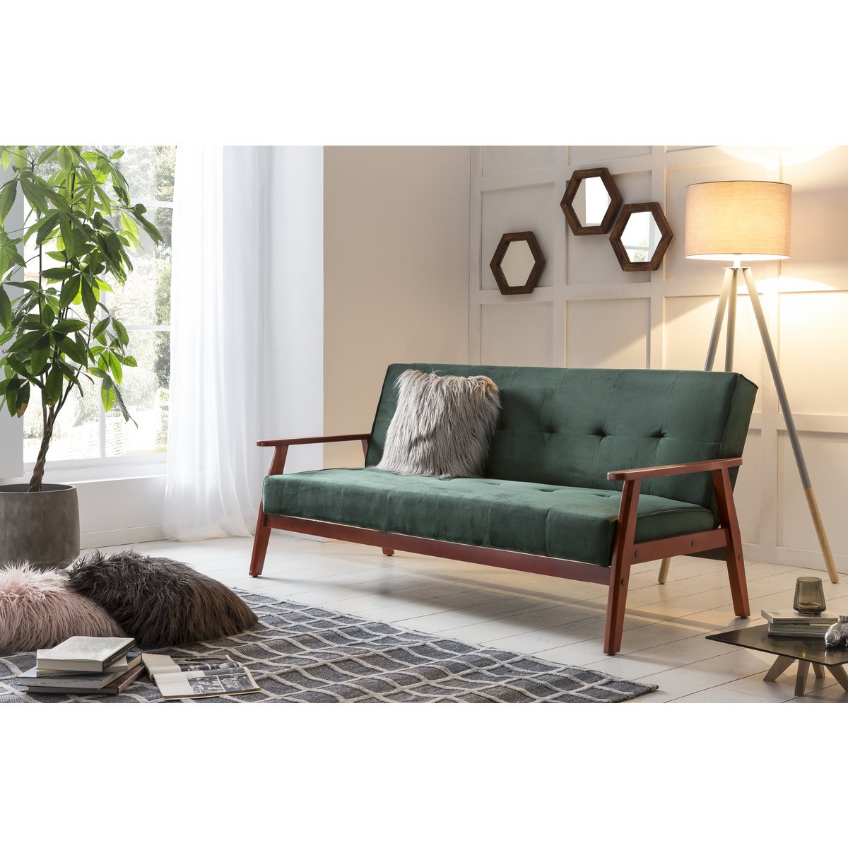 Slaapbank 190x85x81 cm dennengroen massief eucalyptus