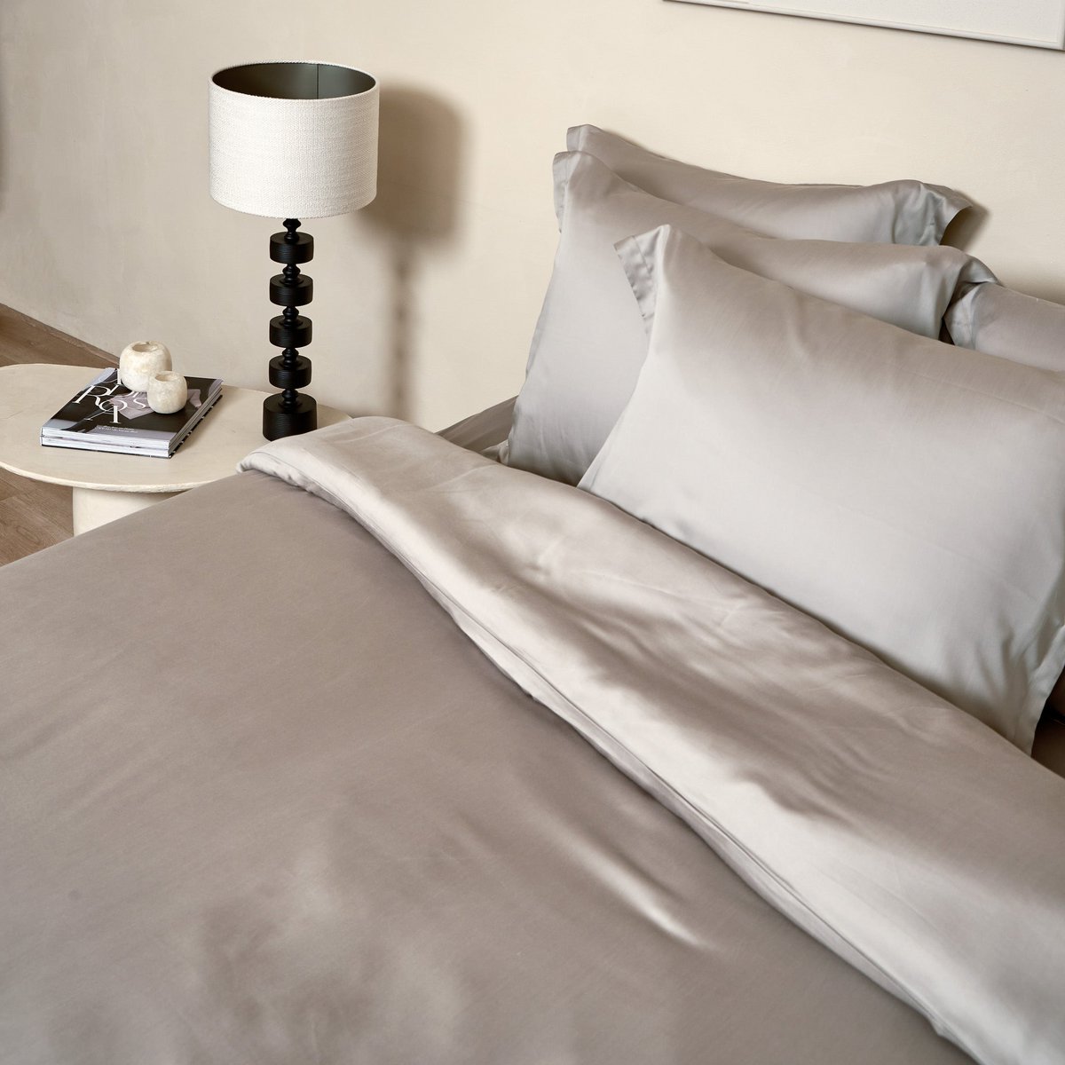 Dekbedovertrek TENCEL satijn taupe