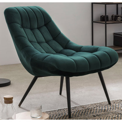 Fauteuil groen fluweel XXL 76x85.6x85.6 cm