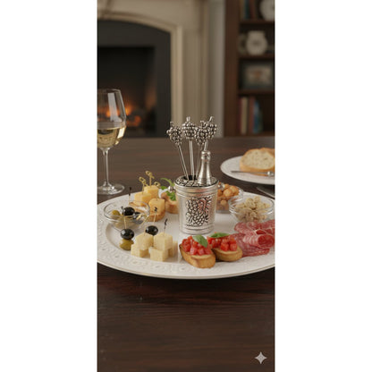 Aperitiefprikkers zilver 4x4x10 cm hars metaal