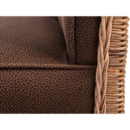 Rattan Eetkamerstoelen Set Van 6 Met Zittingen Wildleer Look