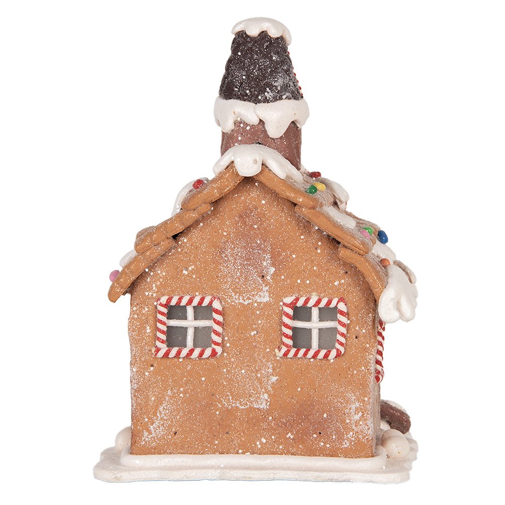 Gingerbread house met LED 13x13x19 cm Bruin Kunststof