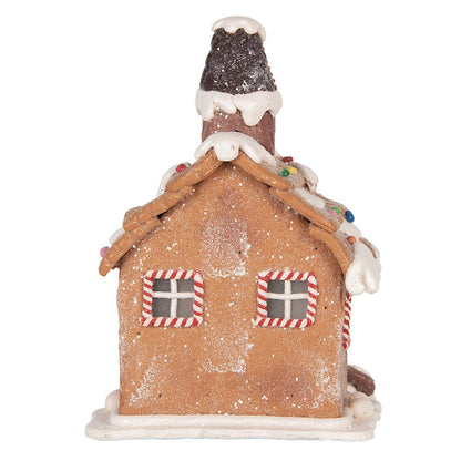Gingerbread house met LED 13x13x19 cm Bruin Kunststof