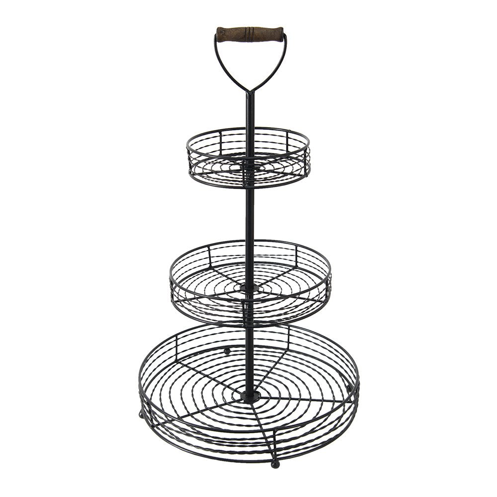 Etagère 3 laags Ø 34x59 cm Zwart IJzer fruitschaal etagère