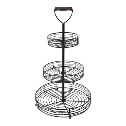 Etagère 3 laags Ø 34x59 cm Zwart IJzer fruitschaal etagère