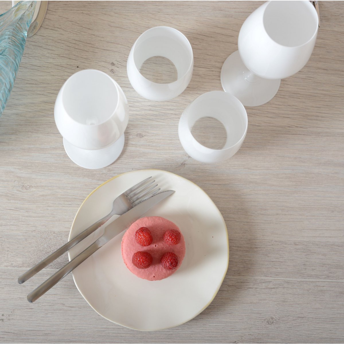 Dessertbord rond 20x20x2 cm wit porselein