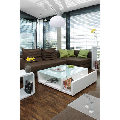 Salontafel 100x100 cm hoogglans wit MDF glas