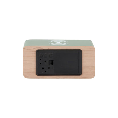 Wekkerblok met telefoonoplader 15x7 cm MDF zwart/wit