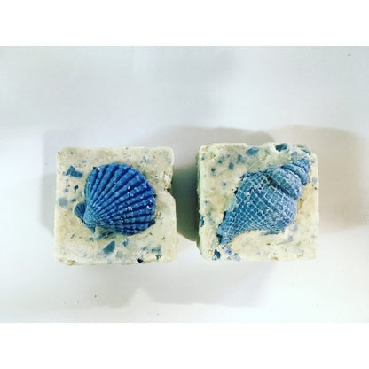 Olijfoliezeep assortiment 6x6x4 cm wit blauw
