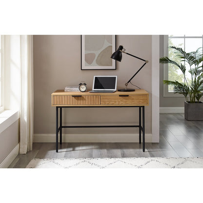 Bureau 120x60x75 cm eikenfineer zwart metaal