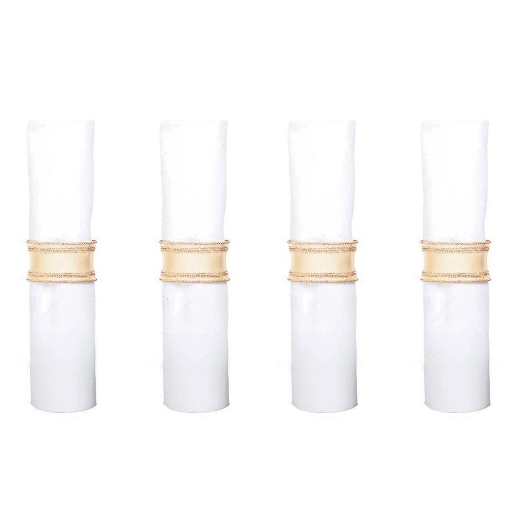 Set of 4 round golden towels with rhinestones