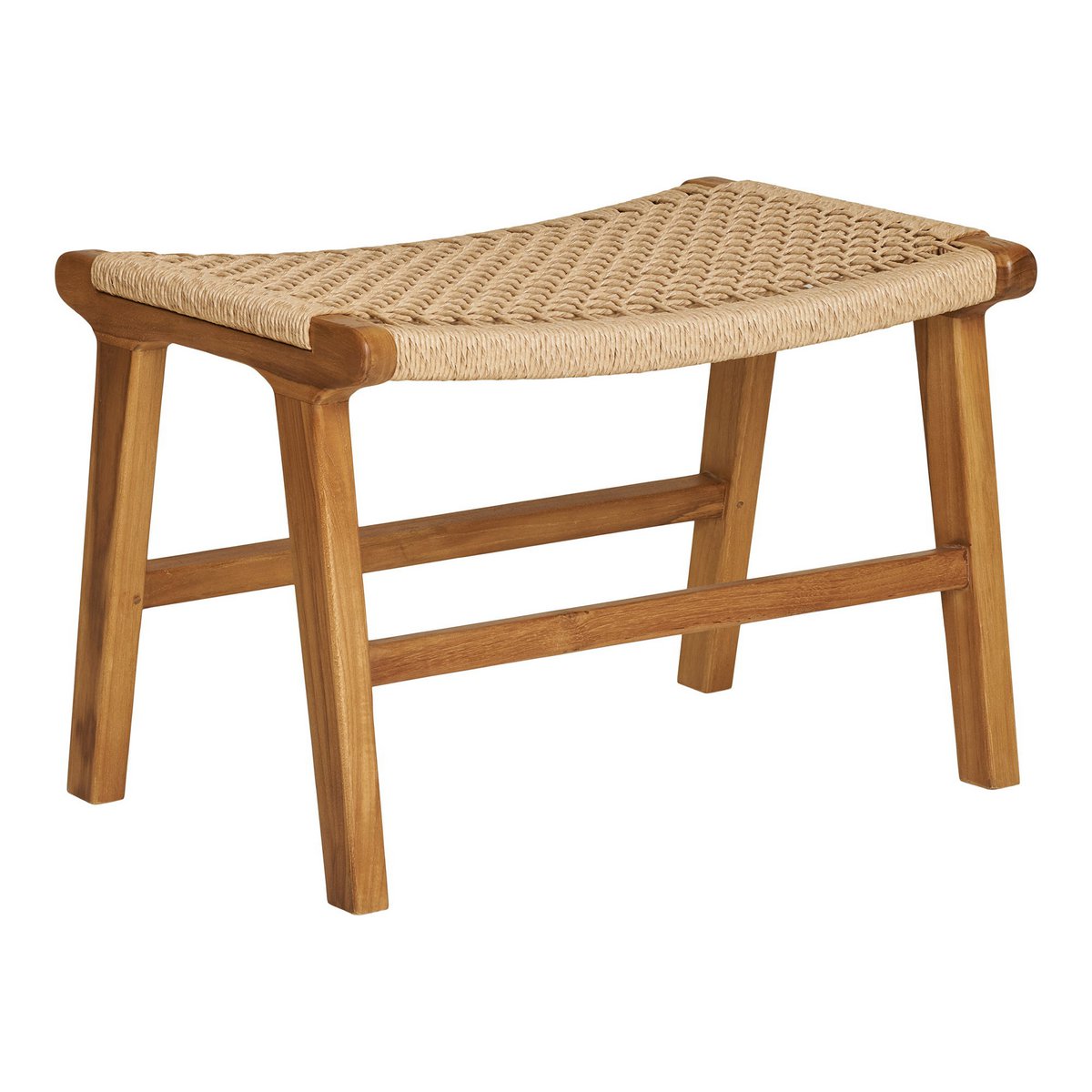Voetsteun teak polyrotan 60x40x42 cm bruin