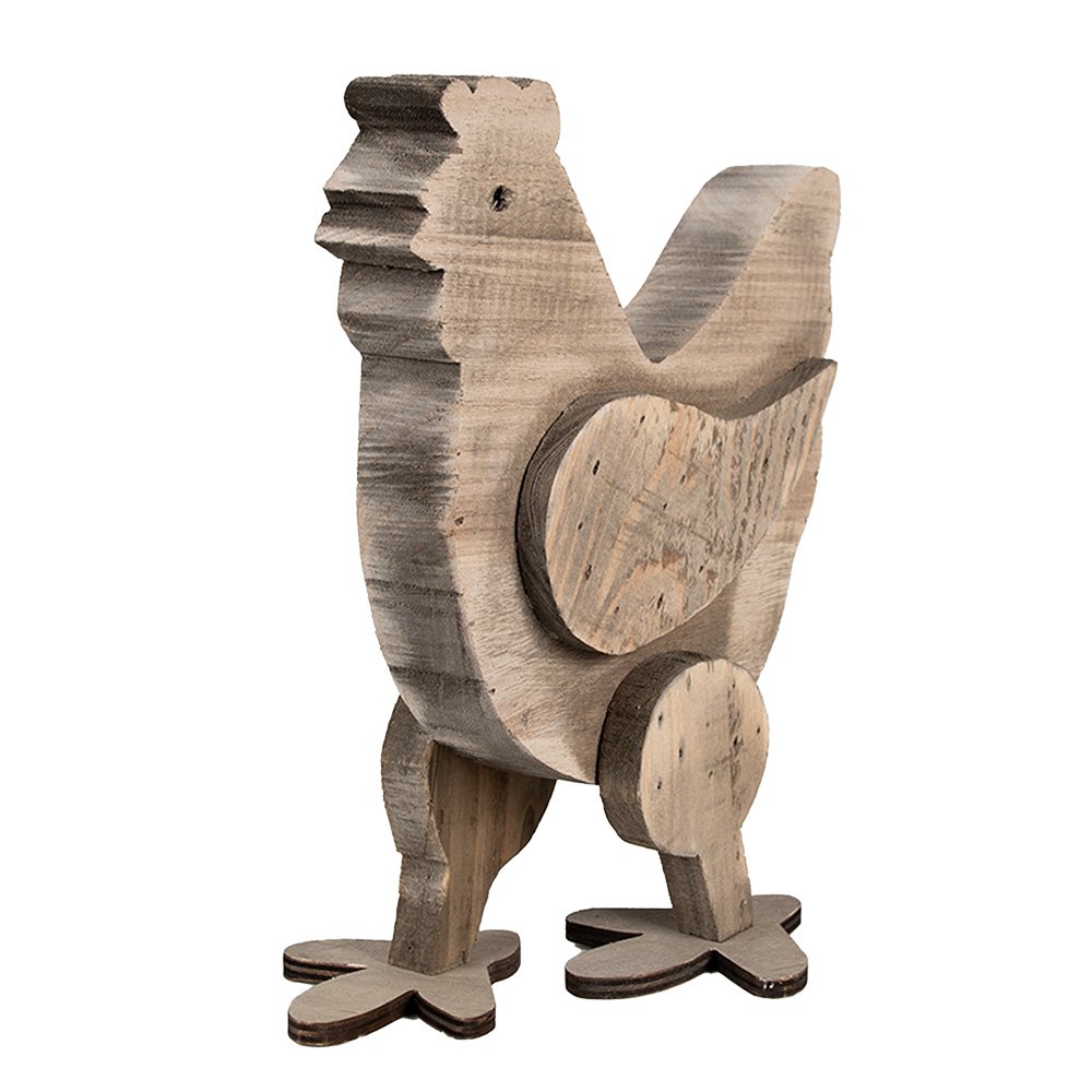Houten kip beeld 28 cm bruin