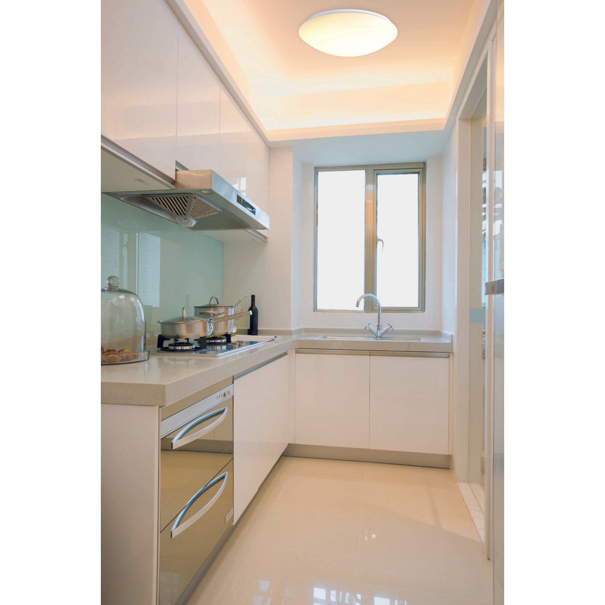 Plafondlamp LED rond 27 cm wit metaal kunststof