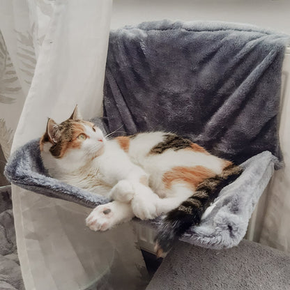 Katten radiatorbed hangmat 43x30x25 cm pluche grijs