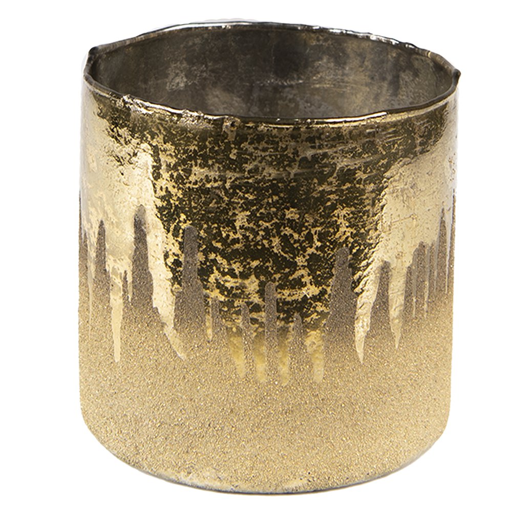 Theelichthouder Ø 10 cm goudkleurig bruin glas