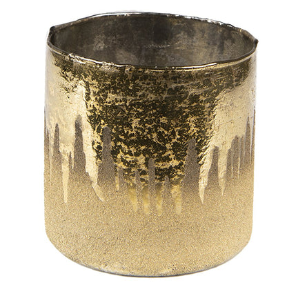 Theelichthouder Ø 10 cm goudkleurig bruin glas