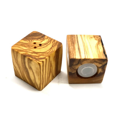 Peper- en zoutvaatjes set olijfhout 4x4x4 cm