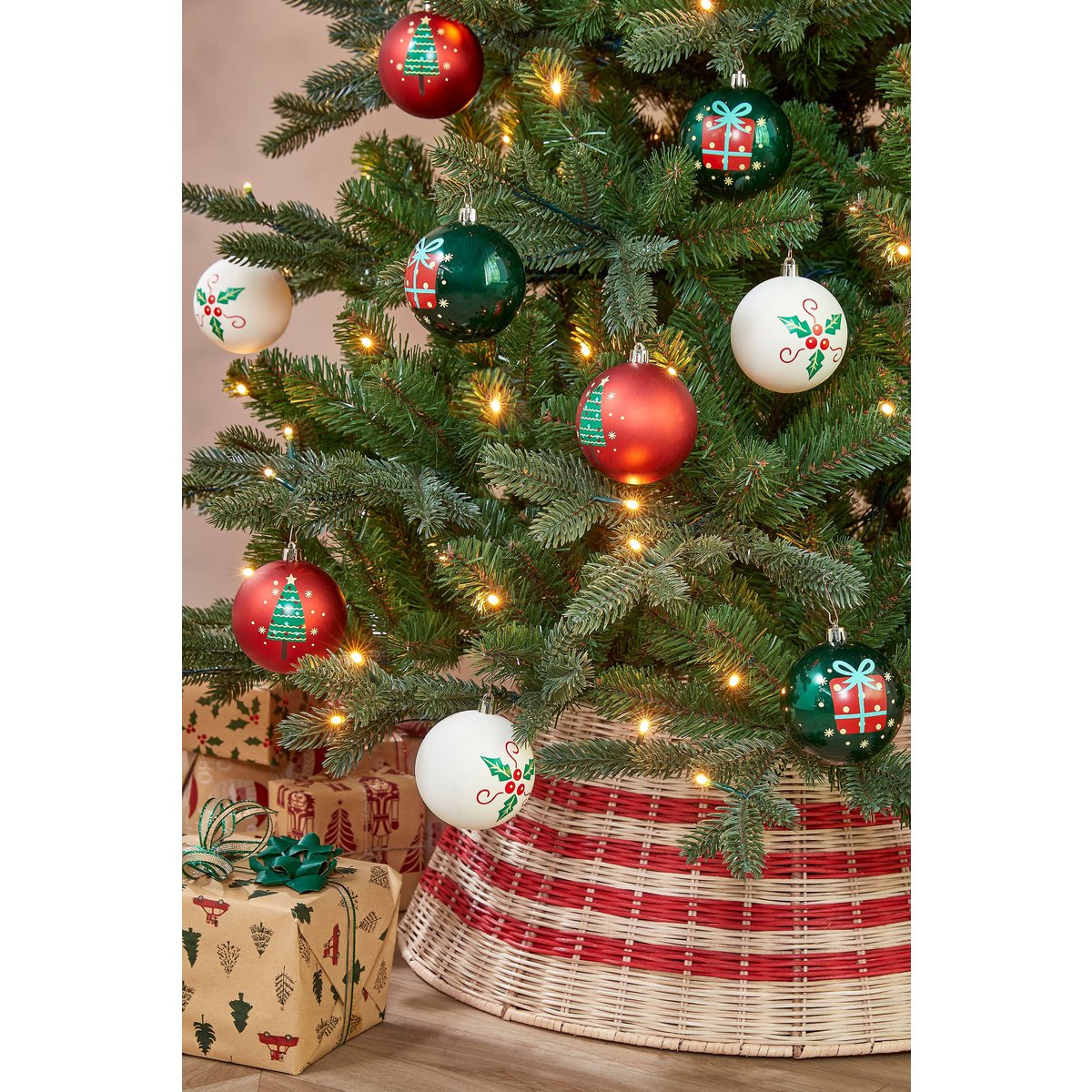Kerstballen set 9 stuks 8 cm meerkleurig