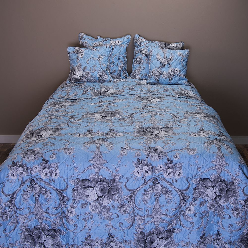 Kussenhoes 40x40 cm Blauw Polyester Bloemen Sierkussenhoes