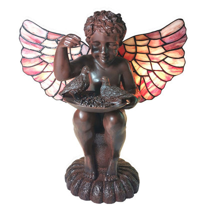 Tiffany Tafellamp Engel 41x26 cm Bruin Roze Glas Tiffany Lampen