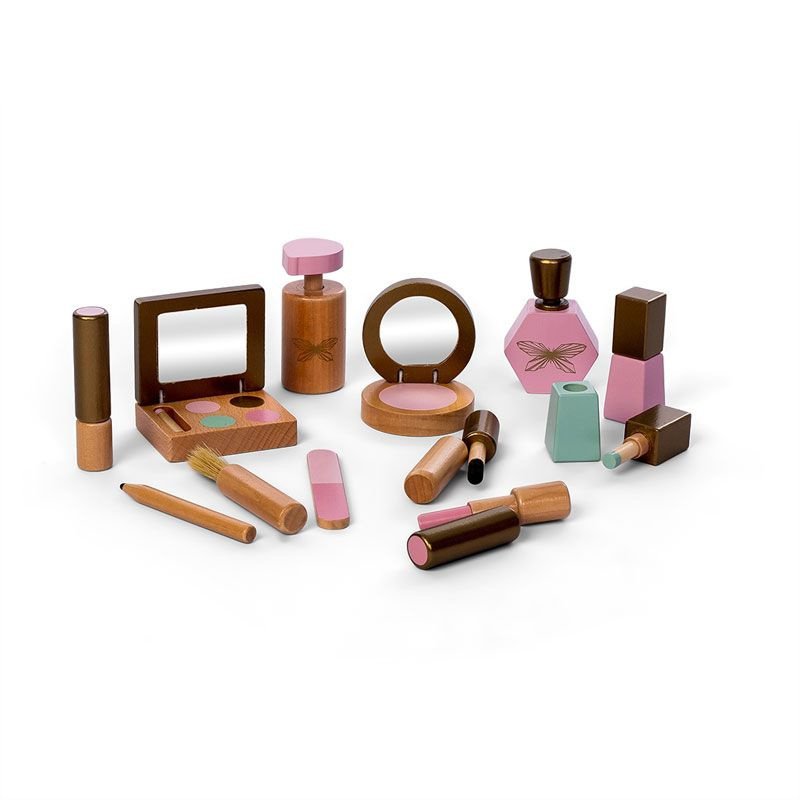 Houten make-up setje met toilettasje