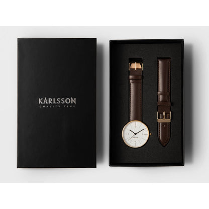 Karlsson Kijk Normann Steel horloge 4 cm staalzwart staalwit