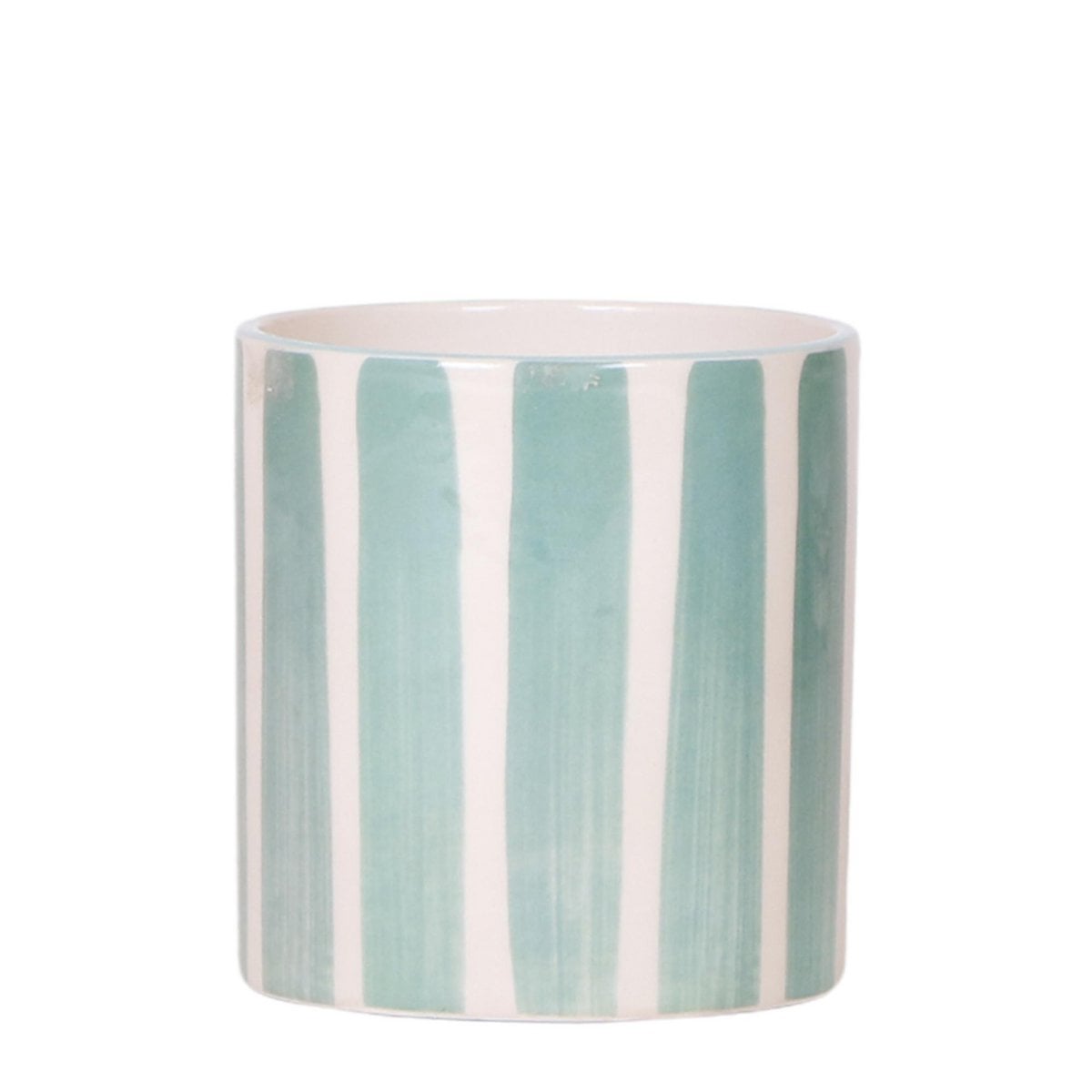 Ceramic Decorative Pot with Stripe - Turquoise (Ø9 cm)
