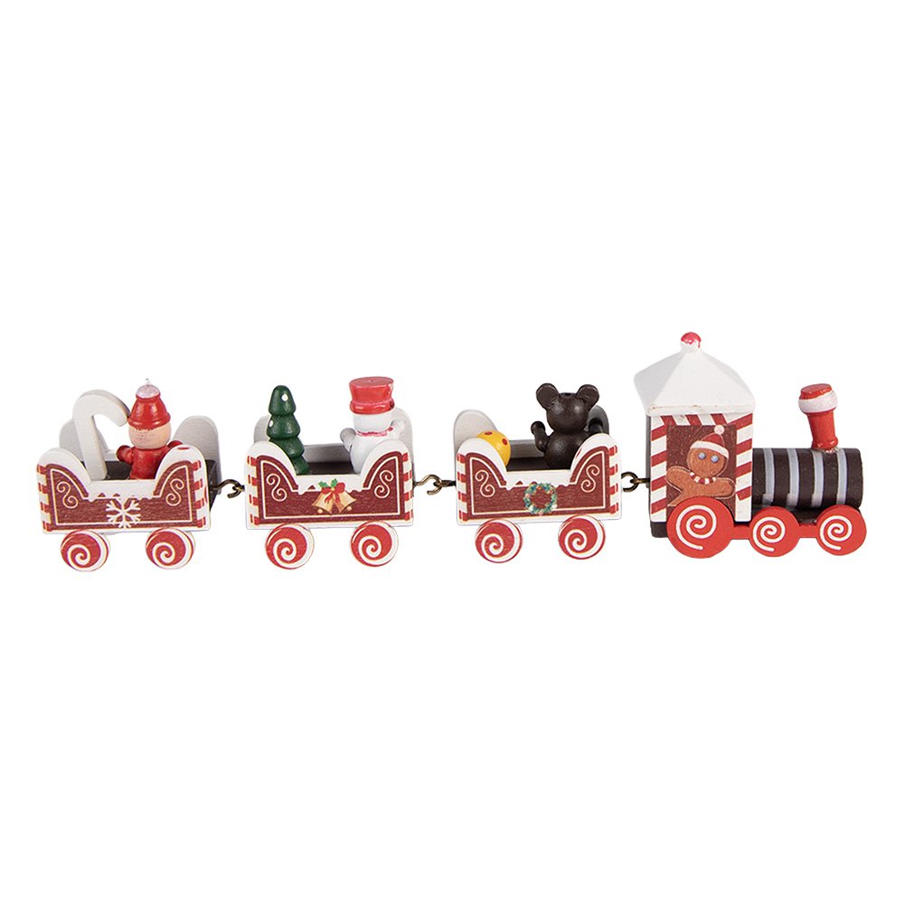 Kerstdecoratie trein 22x2x7 cm rood hout