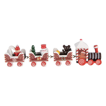Kerstdecoratie trein 22x2x7 cm rood hout