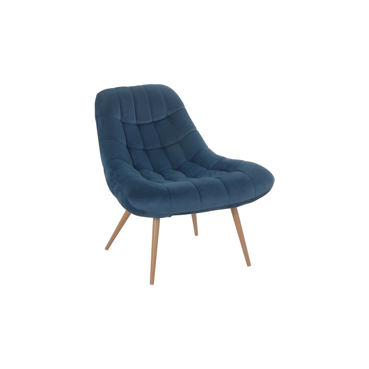 XXL velvet armchair blue metal wood look