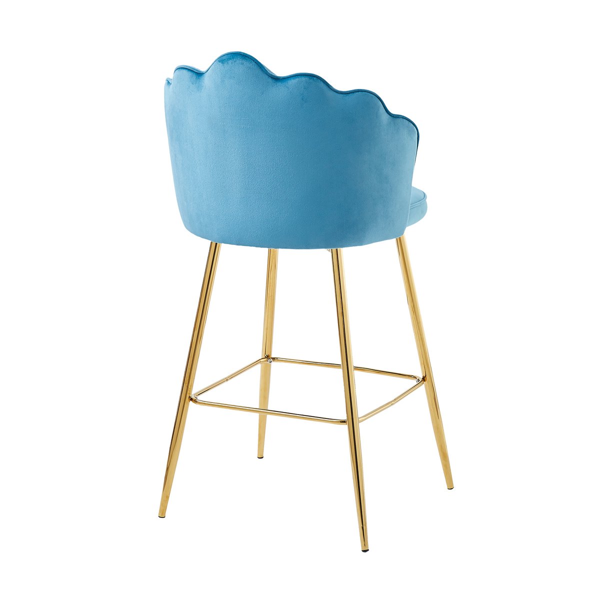 Barkrukken set van 2 blauw fluweel goud frame 68 cm