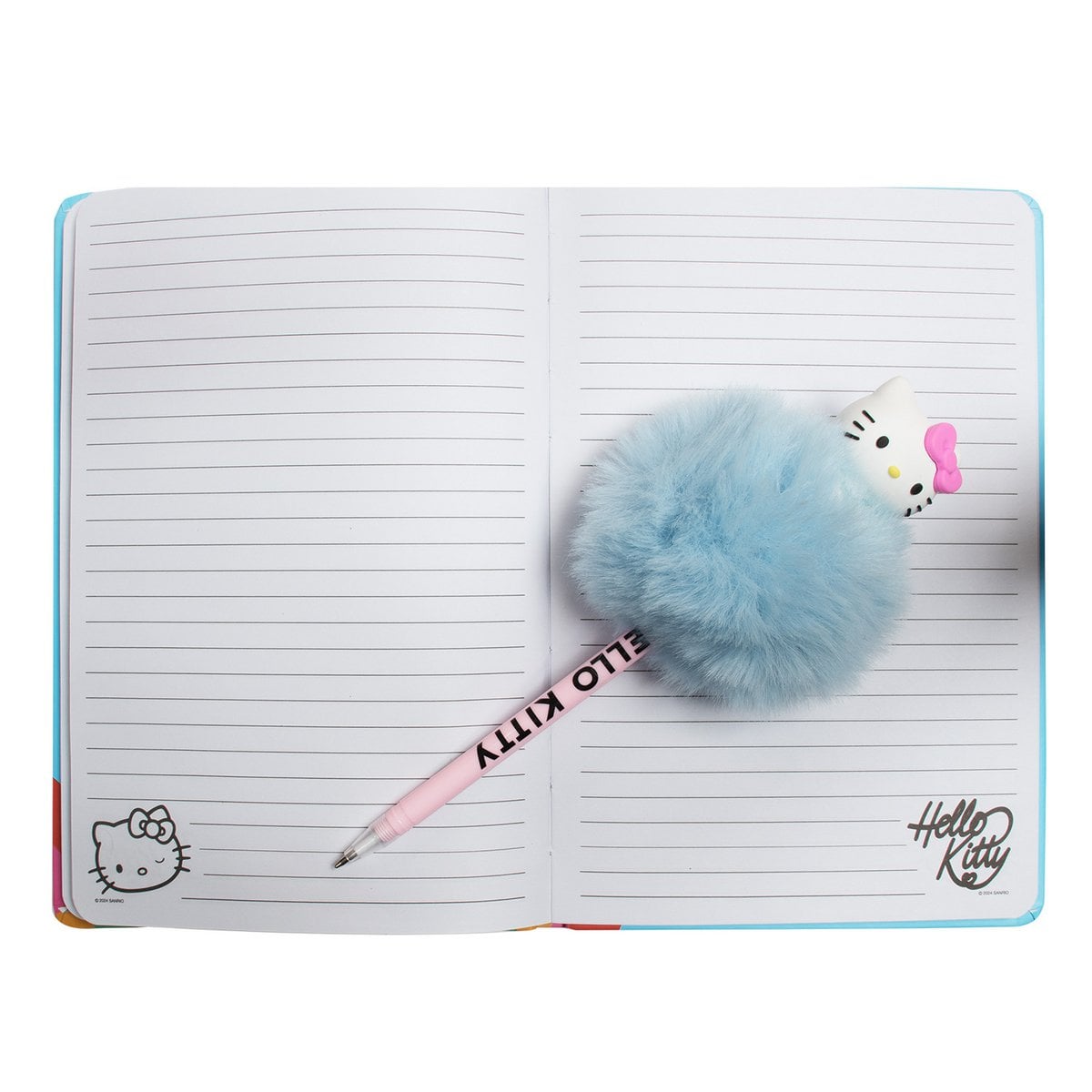 Hello Kitty stift met pompon blauw