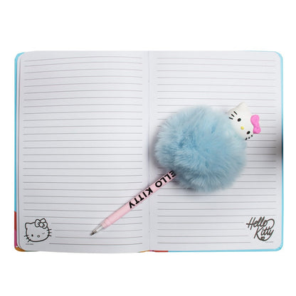 Hello Kitty stift met pompon blauw