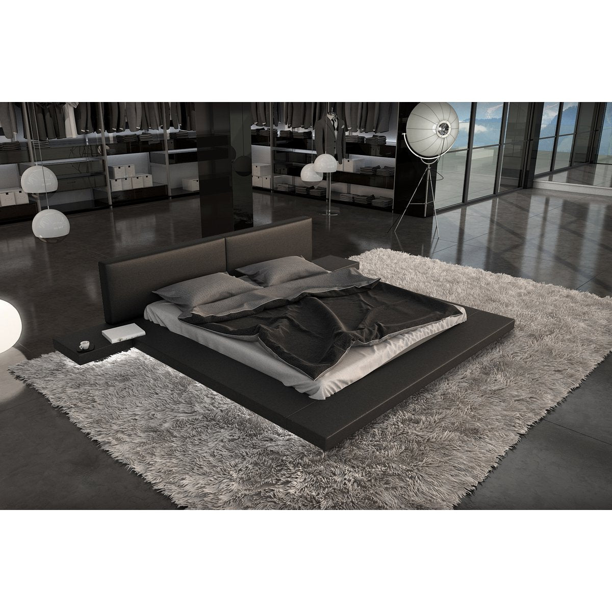 Gestoffeerd bed 140x200 cm zwart kunstleer