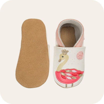 Babyslofjes leer roze flamingo