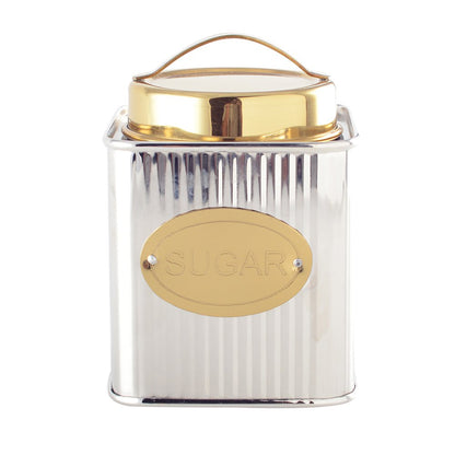 Suikerbox 10x10x10 cm zilver goud roestvrij staal