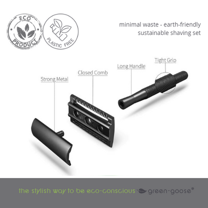 Scheerset klassiek zwart met 10 mesjes