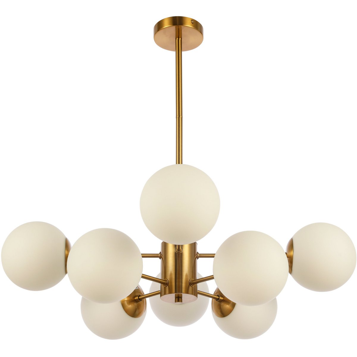 Hanglamp Gina 8 lichtpunten messing wit