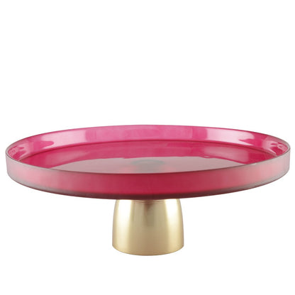 Taartplateau glas goud 21x21x8 cm