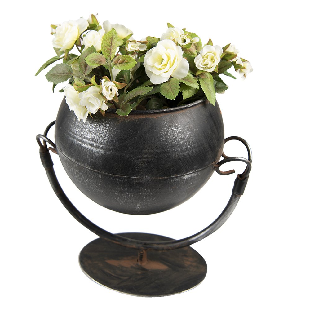 Bloempot Ø11x19 cm zwart keramiek metaal